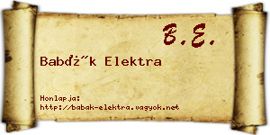 Babák Elektra névjegykártya
